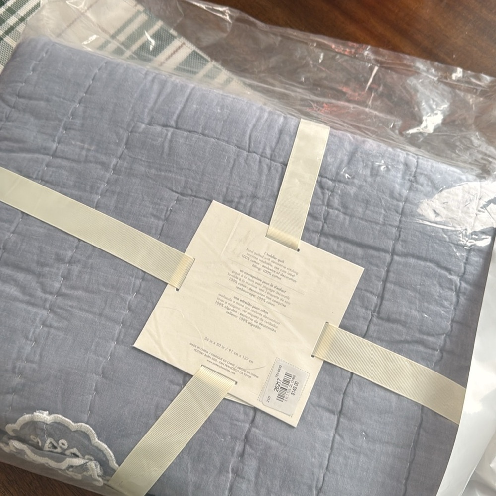 NWT Pottery Barn Baby Demi eyelet chambray quilt toddler - Picture 5 of 7